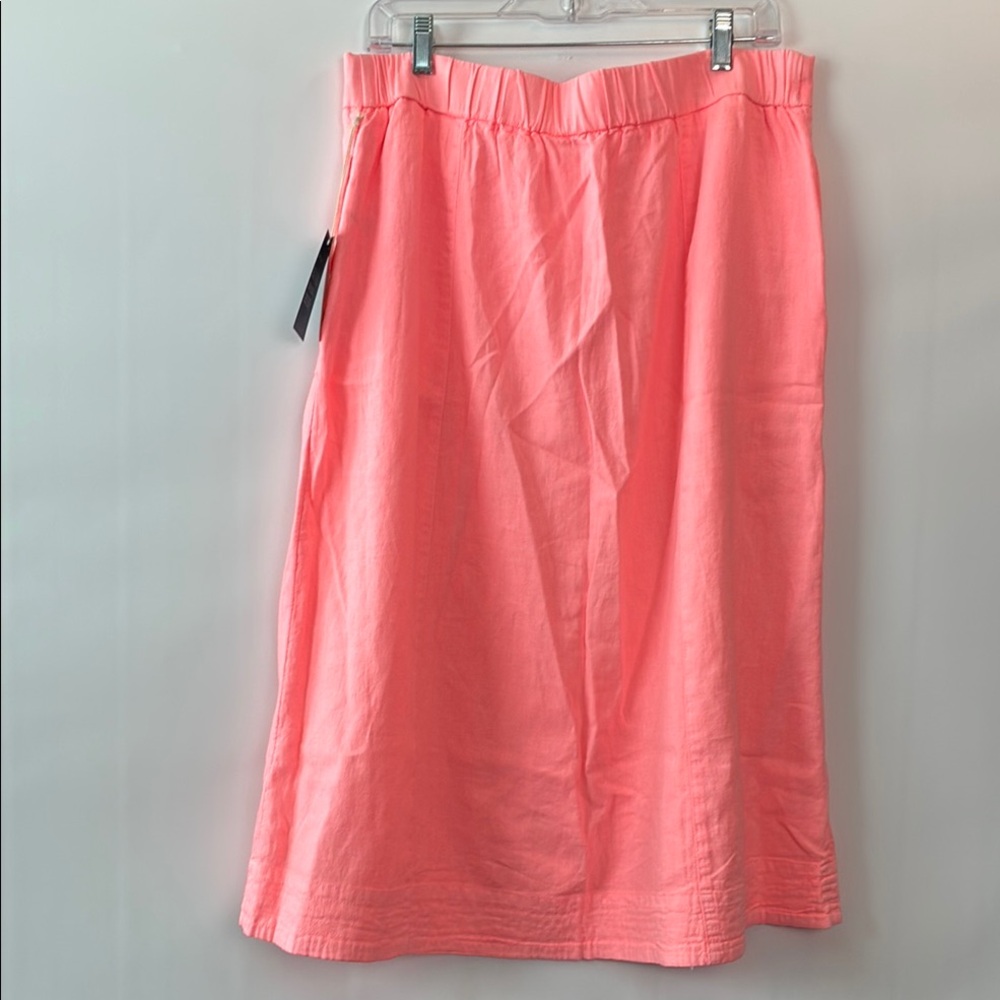 Neon Coral Linen Button-Front A-Line Skirt with Pickers by Universal Thread - Picture 6 of 6